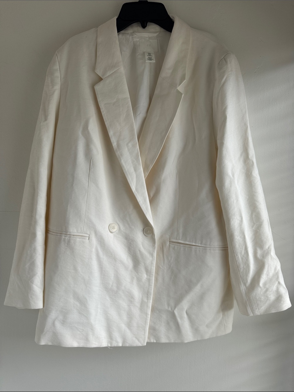H&M Cream Double-Breasted Blazer Jacket